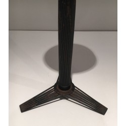 Mid-Century French Brass Ashtray on Black Lacquered Wire Stand, circa 1950
