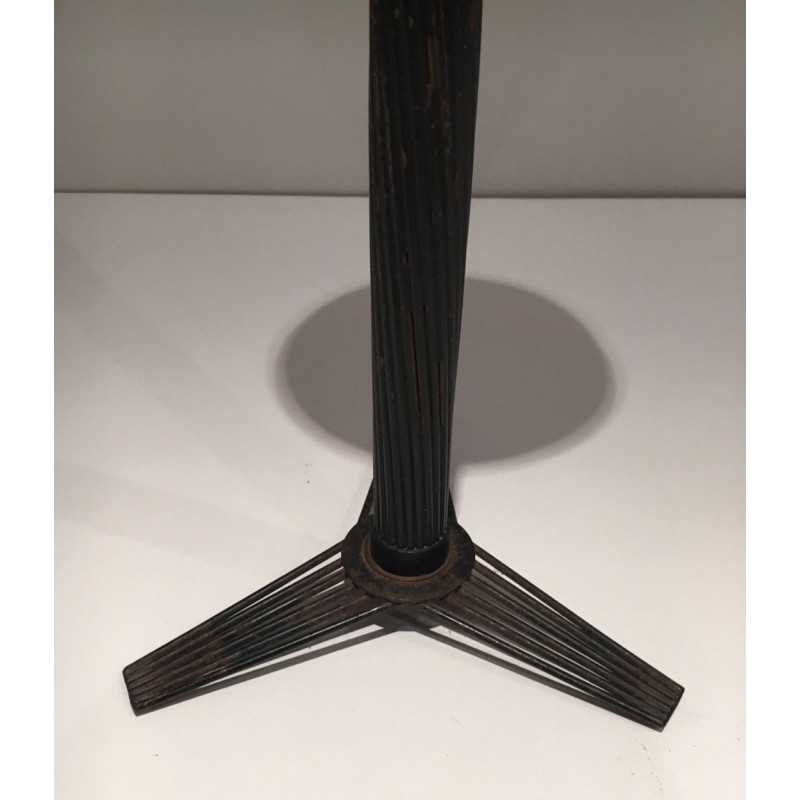 Mid-Century French Brass Ashtray on Black Lacquered Wire Stand, circa 1950