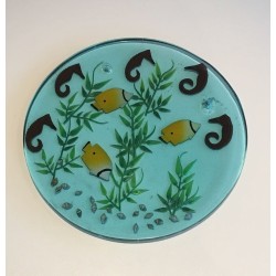 Suite de Quatre Plateaux en Résine à Inclusions Marines, vers 1970