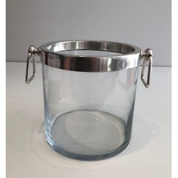 Modernist Glass and Silver-Plated Champagne Bucket, France, circa 1970