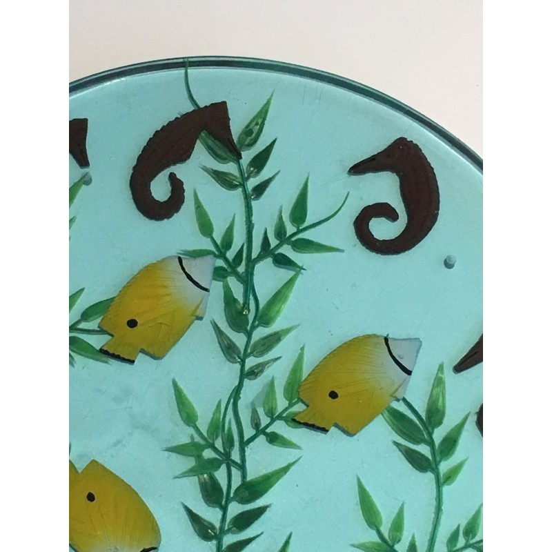 Suite de Quatre Plateaux en Résine à Inclusions Marines, vers 1970