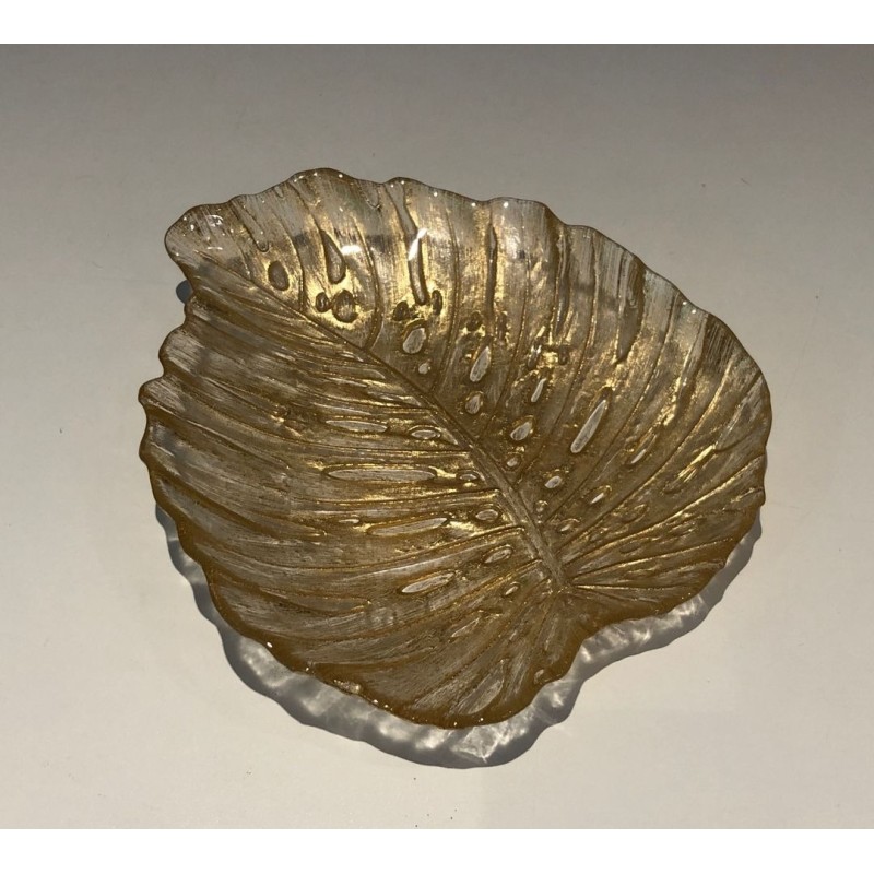 Murano Crystal Oak Leaf Vide-Poche, Italy, circa 1970