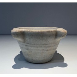 18th-Century French White Marble Mortar with Turned Ridges