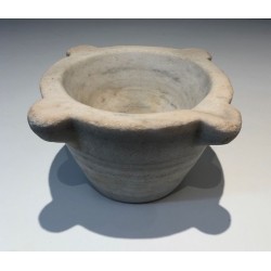 18th-Century French White Marble Mortar with Turned Ridges