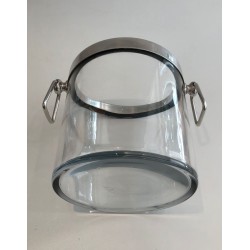 Seau à Champagne Moderniste en Verre et Métal Argenté, vers 1970