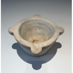 18th-Century French White Marble Mortar with Turned Ridges