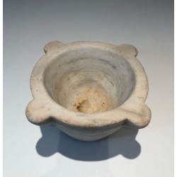 18th-Century French White Marble Mortar with Turned Ridges