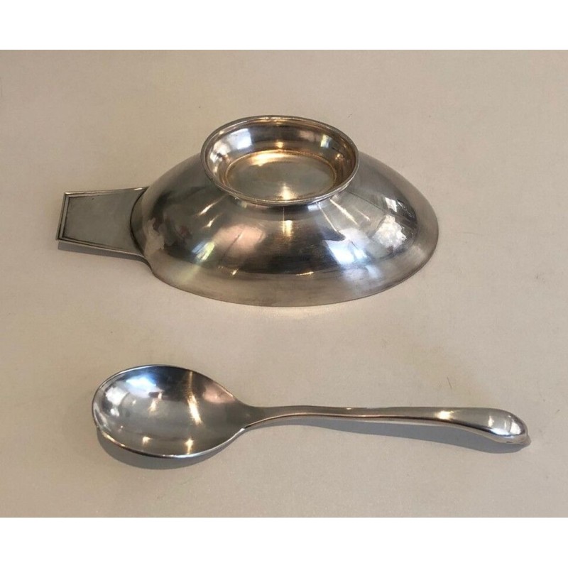 Christian Fjerdingstadt pour Gallia — Saucière Cygne en Métal Argenté avec Louche, Vers 1930