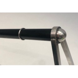 Jacques Adnet & Christofle — Silver-Plated and Chinese Lacquer Wine Bottle Holder, Circa 1950