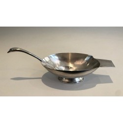 Christian Fjerdingstadt for Gallia — Silver-Plated Swan Gravy Boat with Ladle, Circa 1930
