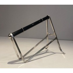 Jacques Adnet & Christofle — Silver-Plated and Chinese Lacquer Wine Bottle Holder, Circa 1950