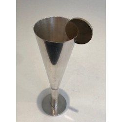 Italian Silver-Plated and Brass Cocktail Flute — A. Pozzi, Padova, Circa 1950