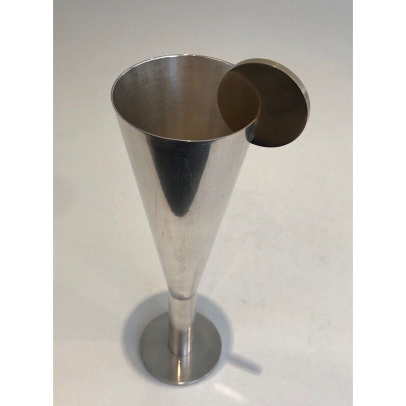 Flûte à Cocktail en Métal Argenté et Laiton — A. Pozzi, Padoue, Vers 1950