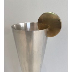 Italian Silver-Plated and Brass Cocktail Flute — A. Pozzi, Padova, Circa 1950