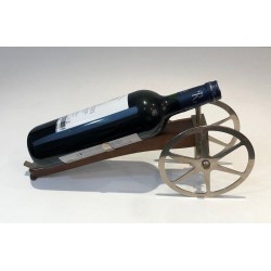 Novelty Cannon Wine Bottle Holder in Wood, Brass and Chrome — H. Hauger, Paris, Circa 1930