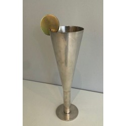 Italian Silver-Plated and Brass Cocktail Flute — A. Pozzi, Padova, Circa 1950