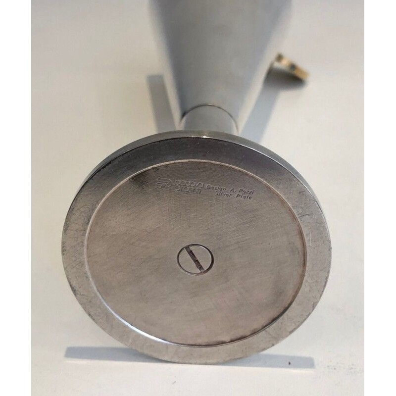 Flûte à Cocktail en Métal Argenté et Laiton — A. Pozzi, Padoue, Vers 1950