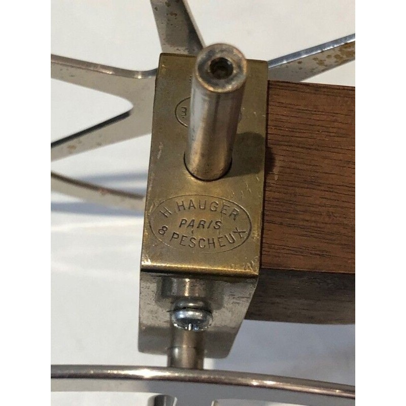 Novelty Cannon Wine Bottle Holder in Wood, Brass and Chrome — H. Hauger, Paris, Circa 1930