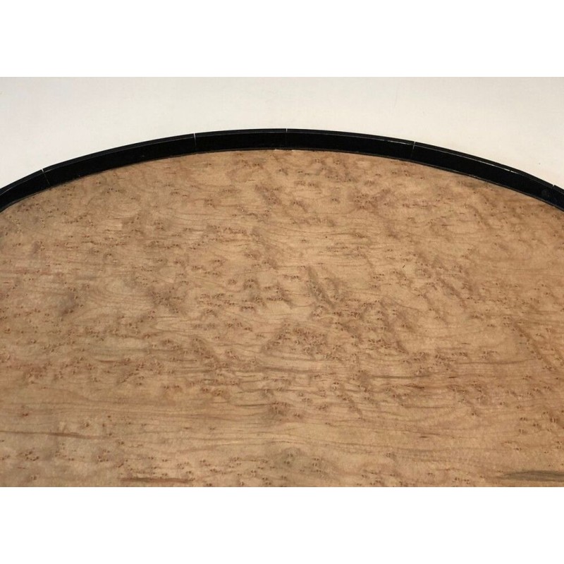 French Art Déco Oval Tray in Sycamore, Ebonised Wood and Chrome — Circa 1930