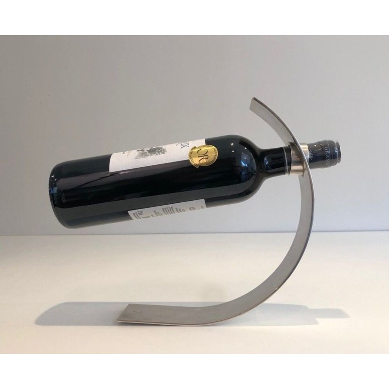 French Mid-Century Modern Silver-Plated Bottle Holder — Marked and Numbered, Circa 1950