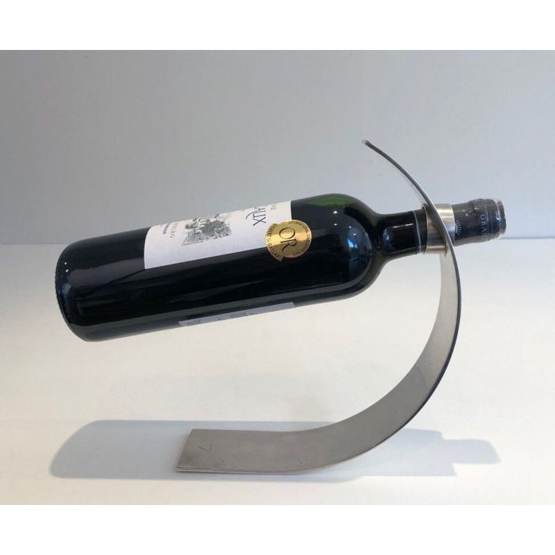 French Mid-Century Modern Silver-Plated Bottle Holder — Marked and Numbered, Circa 1950