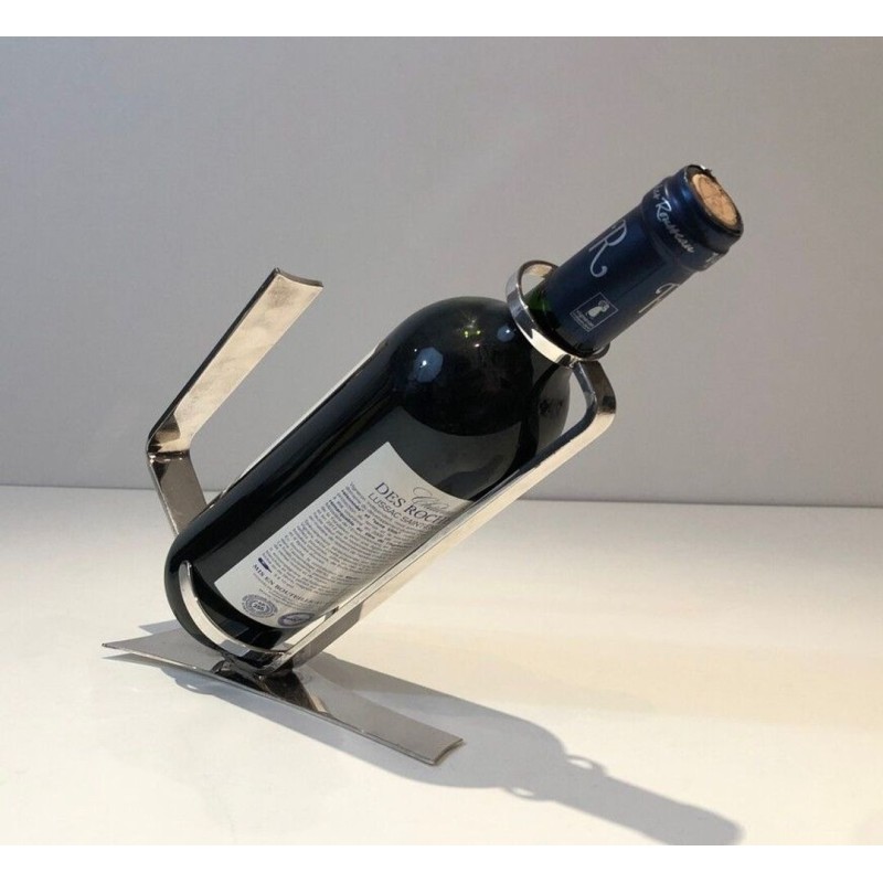 French Art Déco Silver-Plated Inclined Wine Bottle Holder — Circa 1930