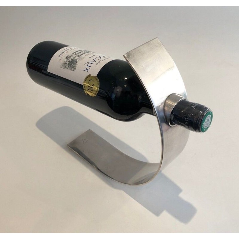 French Mid-Century Modern Silver-Plated Bottle Holder — Marked and Numbered, Circa 1950