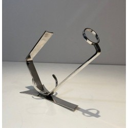 French Art Déco Silver-Plated Inclined Wine Bottle Holder — Circa 1930