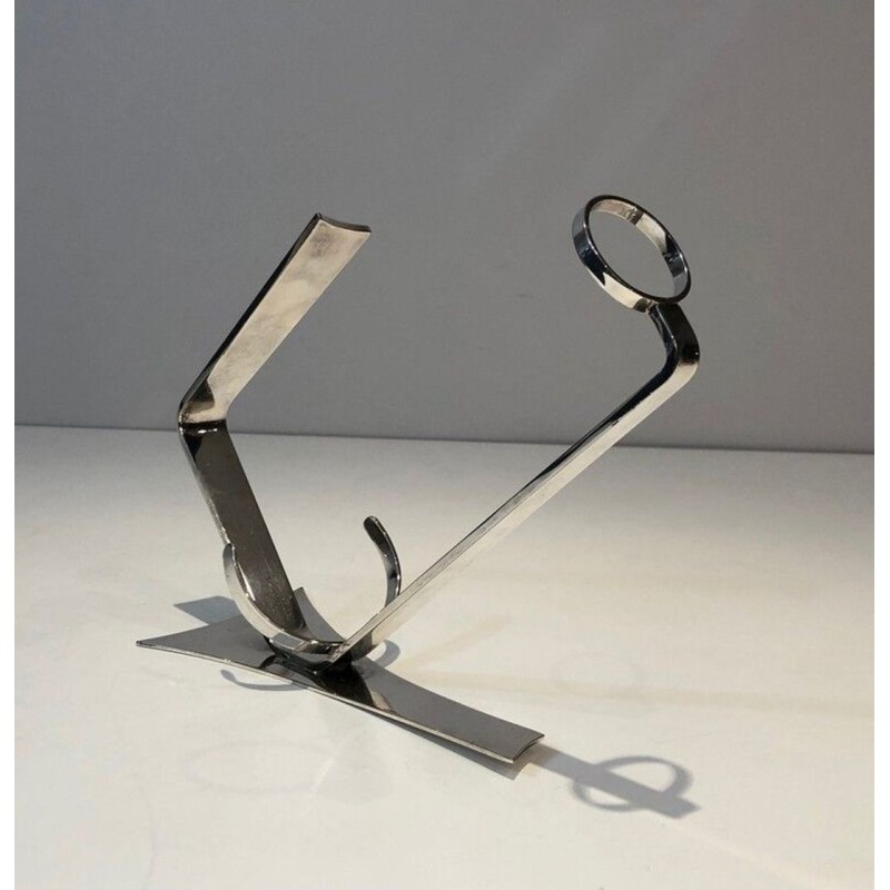 French Art Déco Silver-Plated Inclined Wine Bottle Holder — Circa 1930