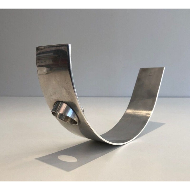 Porte-Bouteille Design en Métal Argenté