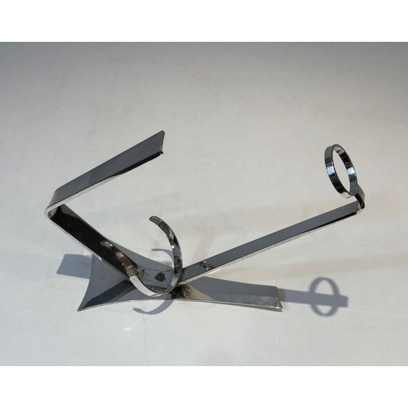 Porte-Bouteille Art Déco en Métal Argenté