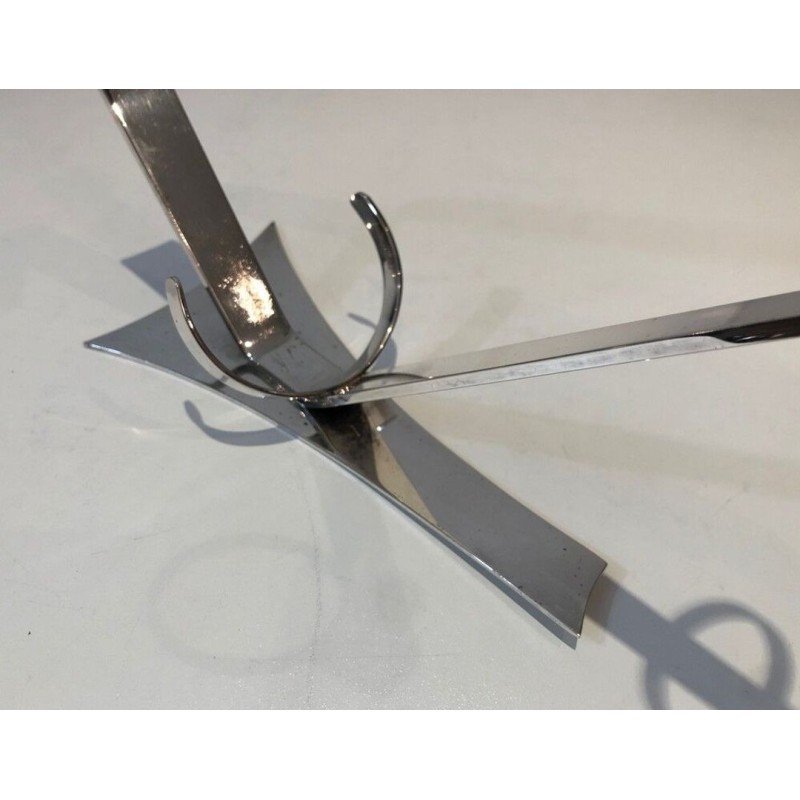 French Art Déco Silver-Plated Inclined Wine Bottle Holder — Circa 1930