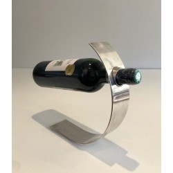 French Mid-Century Modern Silver-Plated Bottle Holder — Marked and Numbered, Circa 1950