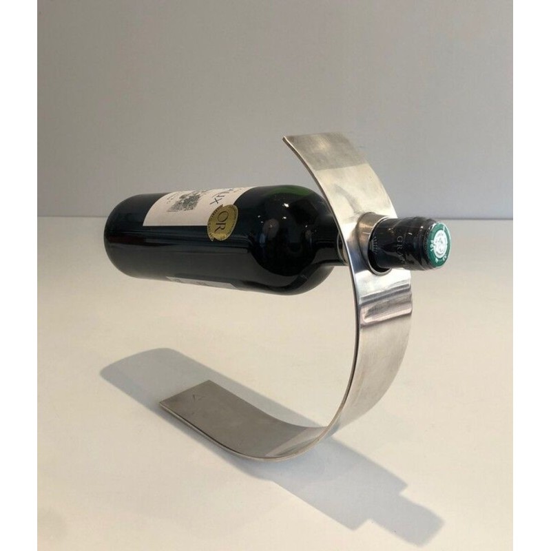 French Mid-Century Modern Silver-Plated Bottle Holder — Marked and Numbered, Circa 1950