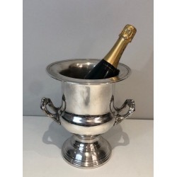 French Silver-Plated Champagne Bucket with Foliate Scroll Handles — Belle Époque, Circa 1900