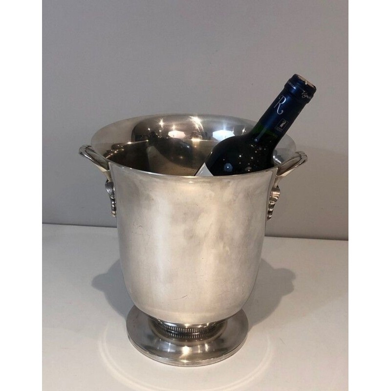 Seau à Champagne en Métal Argenté à Anses en Coquillage — Triple Poinçons, France, Vers 1930