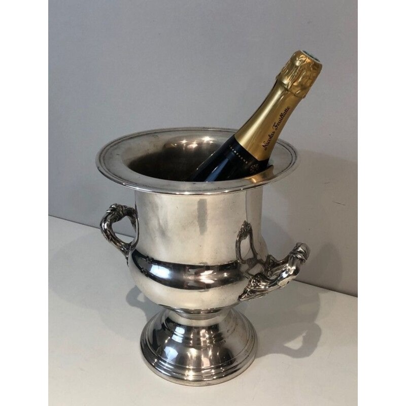 French Silver-Plated Champagne Bucket with Foliate Scroll Handles — Belle Époque, Circa 1900