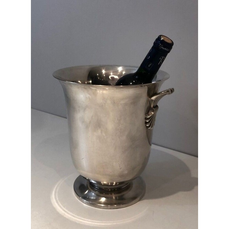 Seau à Champagne en Métal Argenté à Anses en Coquillage — Triple Poinçons, France, Vers 1930