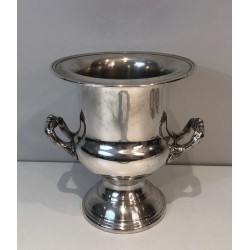 Seau à Champagne en Métal Argenté à Anses en Volutes Feuillagées — Belle Époque, Vers 1900