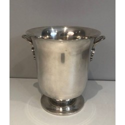 Seau à Champagne en Métal Argenté à Anses en Coquillage — Triple Poinçons, France, Vers 1930