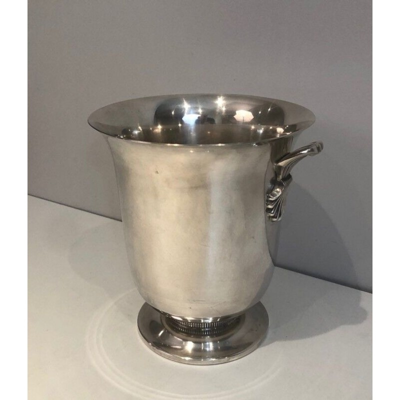 French Silver-Plated Champagne Bucket with Shell Handles — Triple Hallmarked, Circa 1930