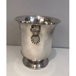 French Silver-Plated Champagne Bucket with Shell Handles — Triple Hallmarked, Circa 1930