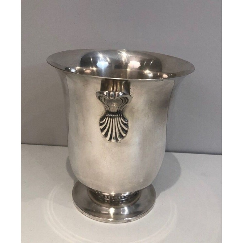 French Silver-Plated Champagne Bucket with Shell Handles — Triple Hallmarked, Circa 1930