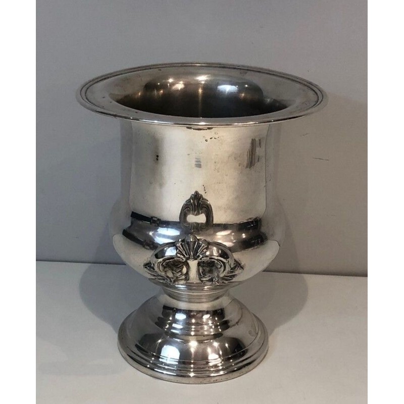 French Silver-Plated Champagne Bucket with Foliate Scroll Handles — Belle Époque, Circa 1900