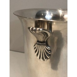 French Silver-Plated Champagne Bucket with Shell Handles — Triple Hallmarked, Circa 1930