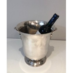 Seau à Champagne en Métal Argenté à Anses en Coquillage — Triple Poinçons, France, Vers 1930