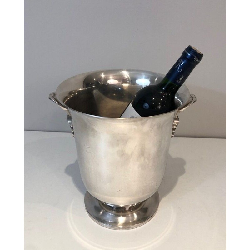 Seau à Champagne en Métal Argenté à Anses en Coquillage — Triple Poinçons, France, Vers 1930