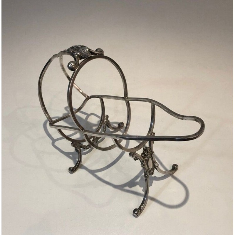 Silver-Plated Louis XVI Style Wine Bottle Cradle — Wiskemann, Brussels, Circa 1900