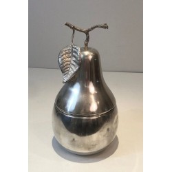Silver-Plated Pear-Form Ice Bucket with Leaf Handle — Teghini, Florence, Circa 1970