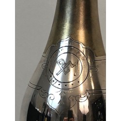 Shaker Cocktail en Métal Argenté et Laiton en Forme de Bouteille de Champagne — Art Déco Français, Vers 1930